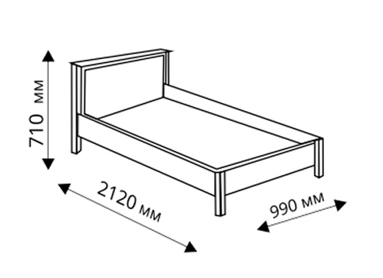 Ліжко Л-104, схема з розмірами