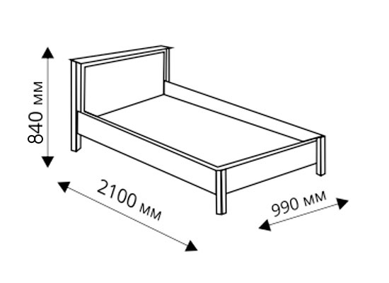 Ліжко Л-110, схема з розмірами