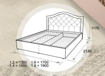 Ліжко СОФІЯ № 3, схема з розмірами