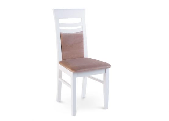 Дерев'яний стілець ЖУР-2 з м'якими сидінням і спинкою, каркас білого кольору