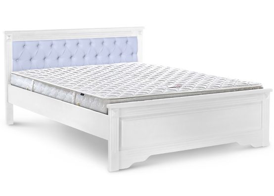 Ліжко Єва з м'яким узголів'ям в білому кольорі