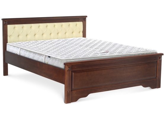 Ліжко Єва з м'яким узголів'ям в кольорі горіх темний