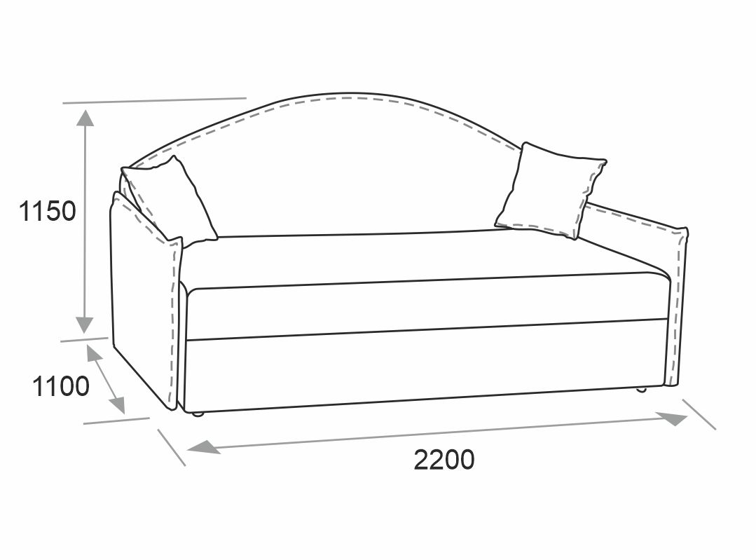 Ліжко Панама, схема з розмірами