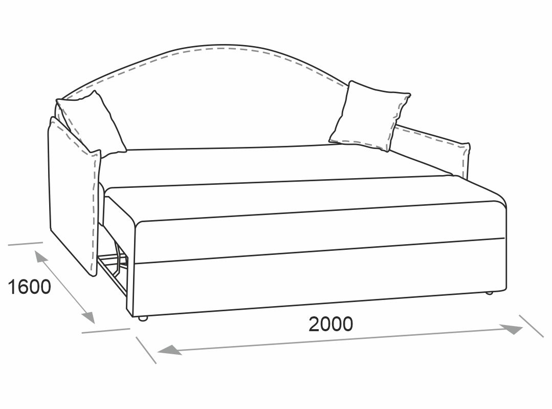 Ліжко Панама, схема з розмірами