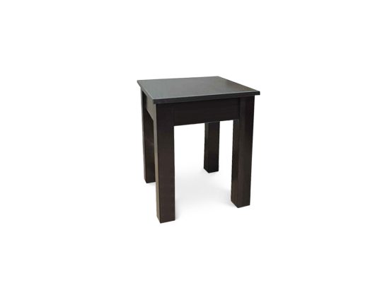 Табурет Ажур в кольорі Венге, має прямі ніжки з натурального дерева (сосна) та сидіння з ЛДСП з ПВХ крайкою