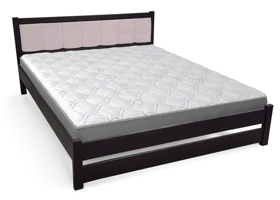 ліжко лерев'яне Еріка з м'яким узголів'ям в кольорі горіх темний