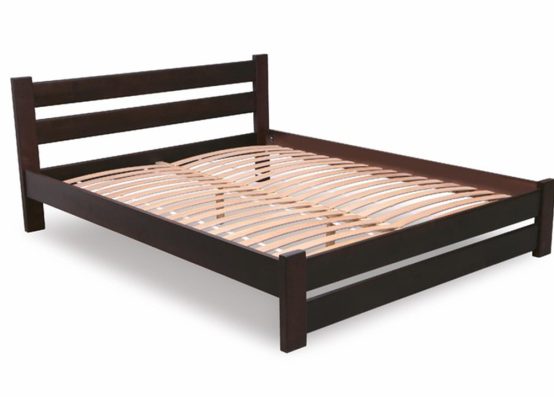 Дерев'яне ліжко Моно в кольорі горіх темний, поставляється без матрацу. Основа під матрац ламелі дерев'яні.