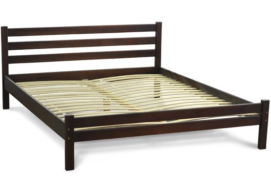 Дерев'яне ліжко Престиж Еко в кольорі горіх має основу під патрац з дерев'яних ламелей. Матрацом не комплектується