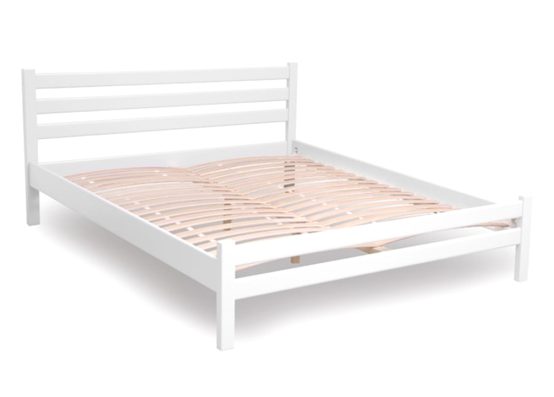 Дерев'яне ліжко Престиж Еко в білому кольорі, ліжко має основу під патрац з дерев'яних ламелей. Матрацом не комплектується