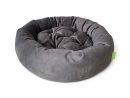 Лежак для тварин круглий, тканина велюр антикіготь, наповнення синтепон 50% + холофайбер 50%. Зображено варіант сірого кольору