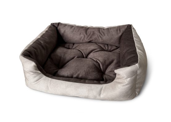 Лежак для тварин пямокутний, тканина велюр антикіготь, наповнення синтепон 50% + холофайбер 50%. Зображено варіант бежевого кольору